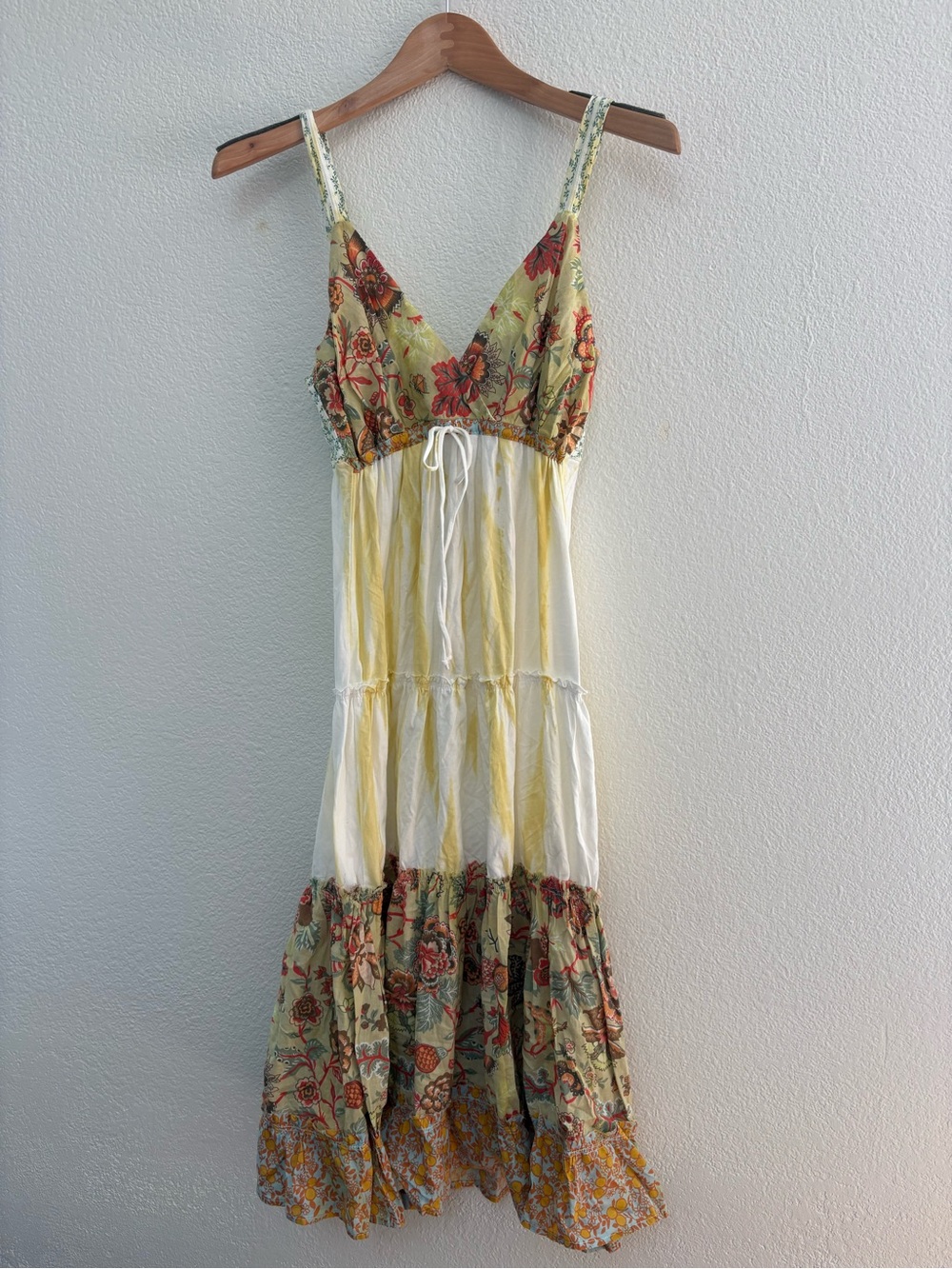 Language Yellow Floral Boho Midi Dress